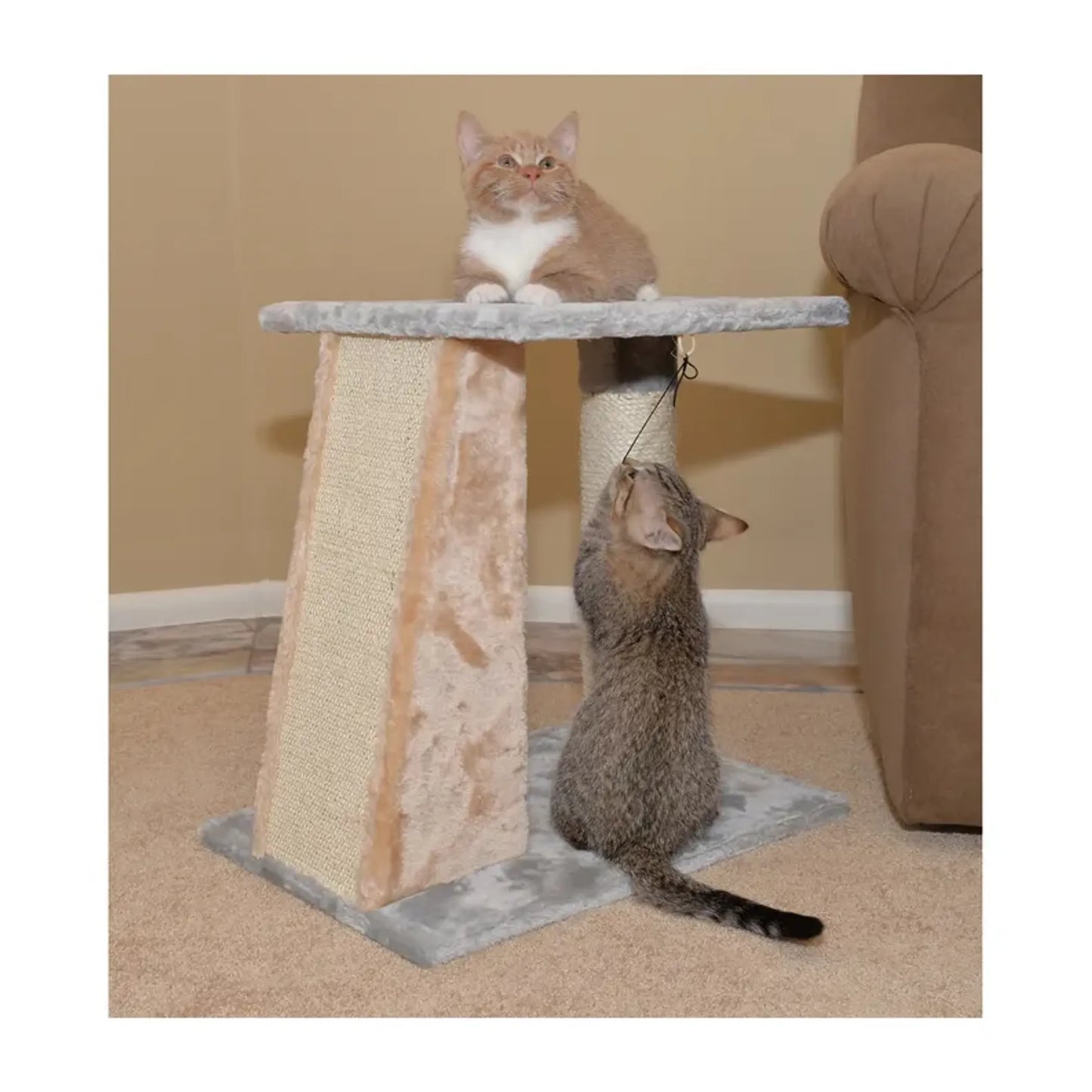 Armarkat 2 Level Platform Scratcher Real Wood Cat Post