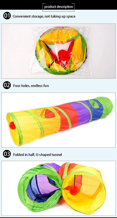 Cat Tunnel Pet Tube Collapsible Play Toy Indoor Outdoor Kitty Puppy Toys for Puzzle Exercising Hiding Training