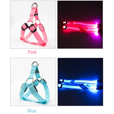 Adjustable LED Dog Harness No Pull Small Medium Glowing Nylon Breast-Band Night Safety Arnes Perro Dropship Pets Dog Accessories