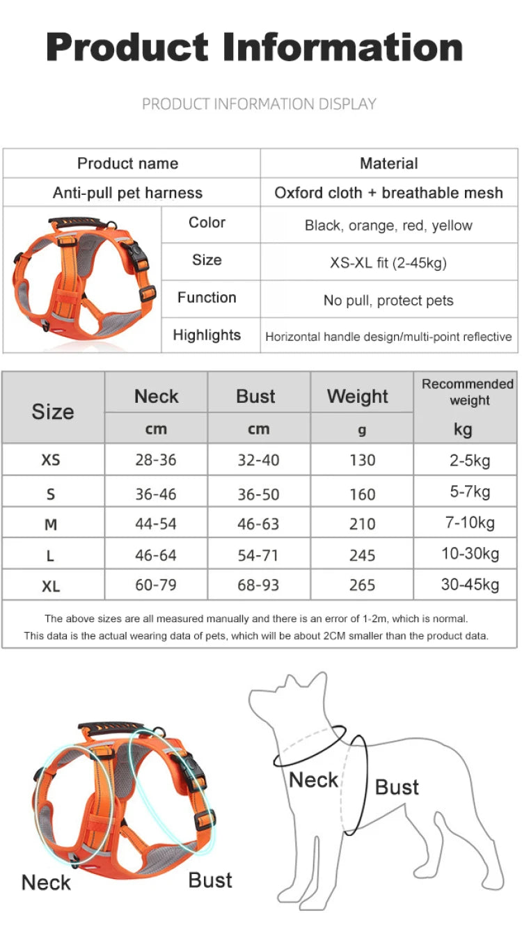 Pet Dog Harness Reflective Adjustable Breathable Vest Chest Strap for Small Medium Large Dogs Cat Puppy Collar Dog Accessoires