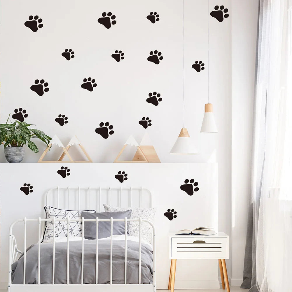 44pcs Dog Cat Footprints Pawprints Wall Stickers Pet Paws Vinyl Art Decoration Home Improvement Supplies Ornament Accessories