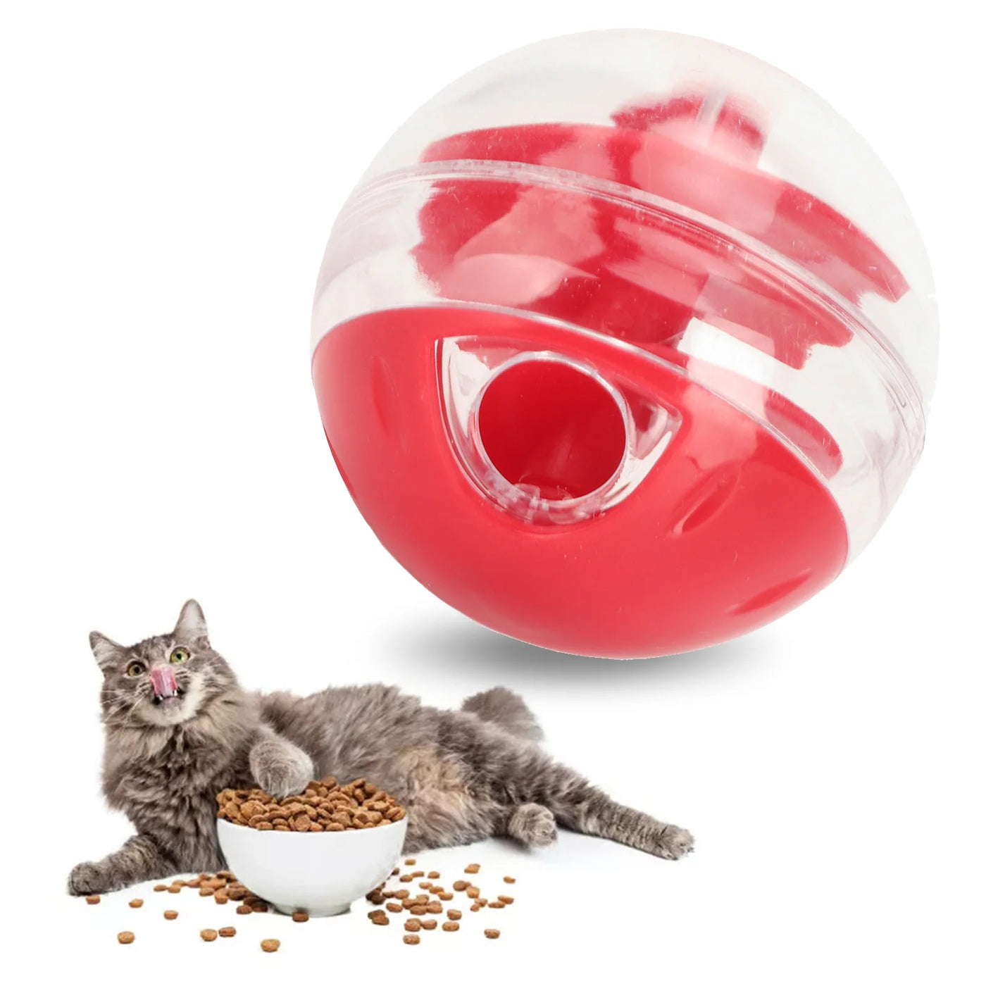 Cat Treat Dispenser Ball Bite Resistant Interactive Pet Slow Feeder Puzzle Ball for Kitten Cat Food Dispensing Ball