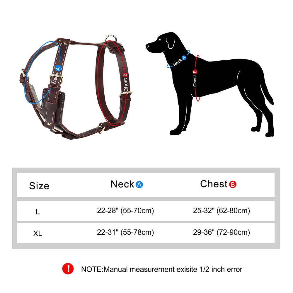 Genuine leather Dog Harness Super Strong Big Large Dogs Harness Vest Real Leather Harness for Medium Large Dogs Pitbull Bulldog