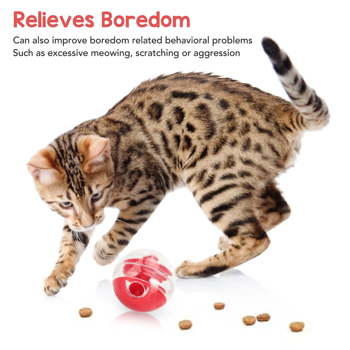 Cat Treat Dispenser Ball Bite Resistant Interactive Pet Slow Feeder Puzzle Ball for Kitten Cat Food Dispensing Ball