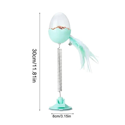 Cat Treat Dispenser Toy Interactive Cat Toys Balls With Feather And Light Suction Cup Cat Teaser Wand Feather Toy Interactive