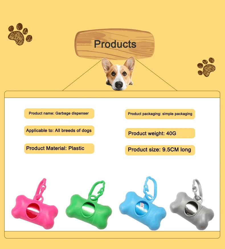 1Pcs Bone Shaped Poop Bag Dispenser Pet Dog Waste Bag Holder Plastic Garbage Bag Dispenser Carrier Case Disposal Bag Dispenser