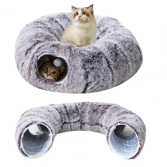 Plush Donut Cat Tunnel Bed