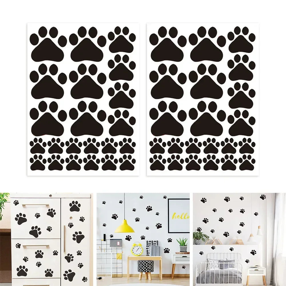 44pcs Dog Cat Footprints Pawprints Wall Stickers Pet Paws Vinyl Art Decoration Home Improvement Supplies Ornament Accessories