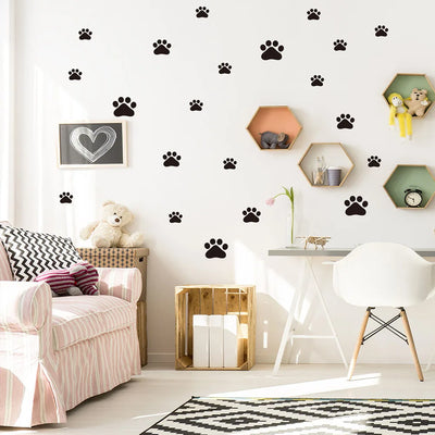 44pcs Dog Cat Footprints Pawprints Wall Stickers Pet Paws Vinyl Art Decoration Home Improvement Supplies Ornament Accessories