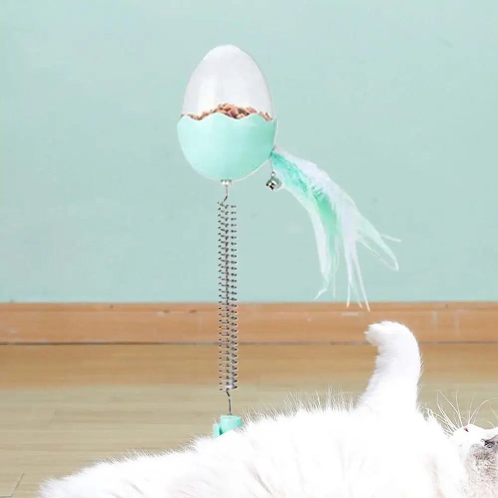 Cat Treat Dispenser Toy Interactive Cat Toys Balls With Feather And Light Suction Cup Cat Teaser Wand Feather Toy Interactive