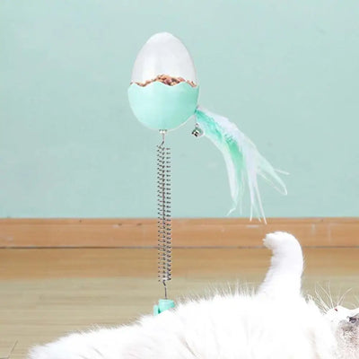 Cat Treat Dispenser Toy Interactive Cat Toys Balls With Feather And Light Suction Cup Cat Teaser Wand Feather Toy Interactive