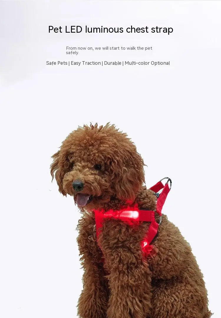 Adjustable LED Dog Harness No Pull Small Medium Glowing Nylon Breast-Band Night Safety Arnes Perro Dropship Pets Dog Accessories